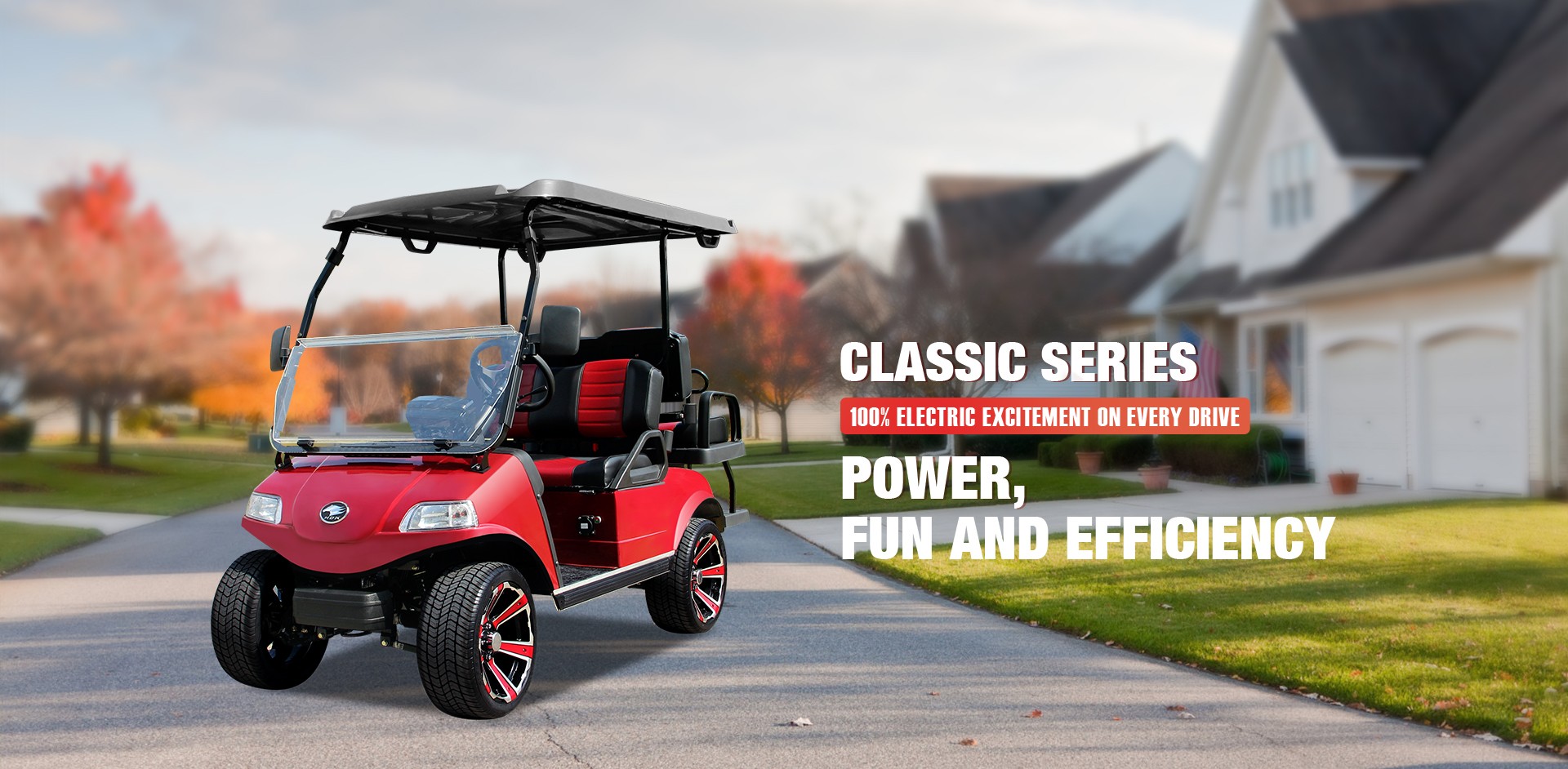HDK Classic Series electric golf cart with retro styling and chrome details
