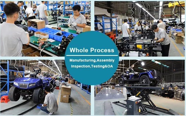 Inside the HDK Electric Vehicle factory showing the golf cart assembly line